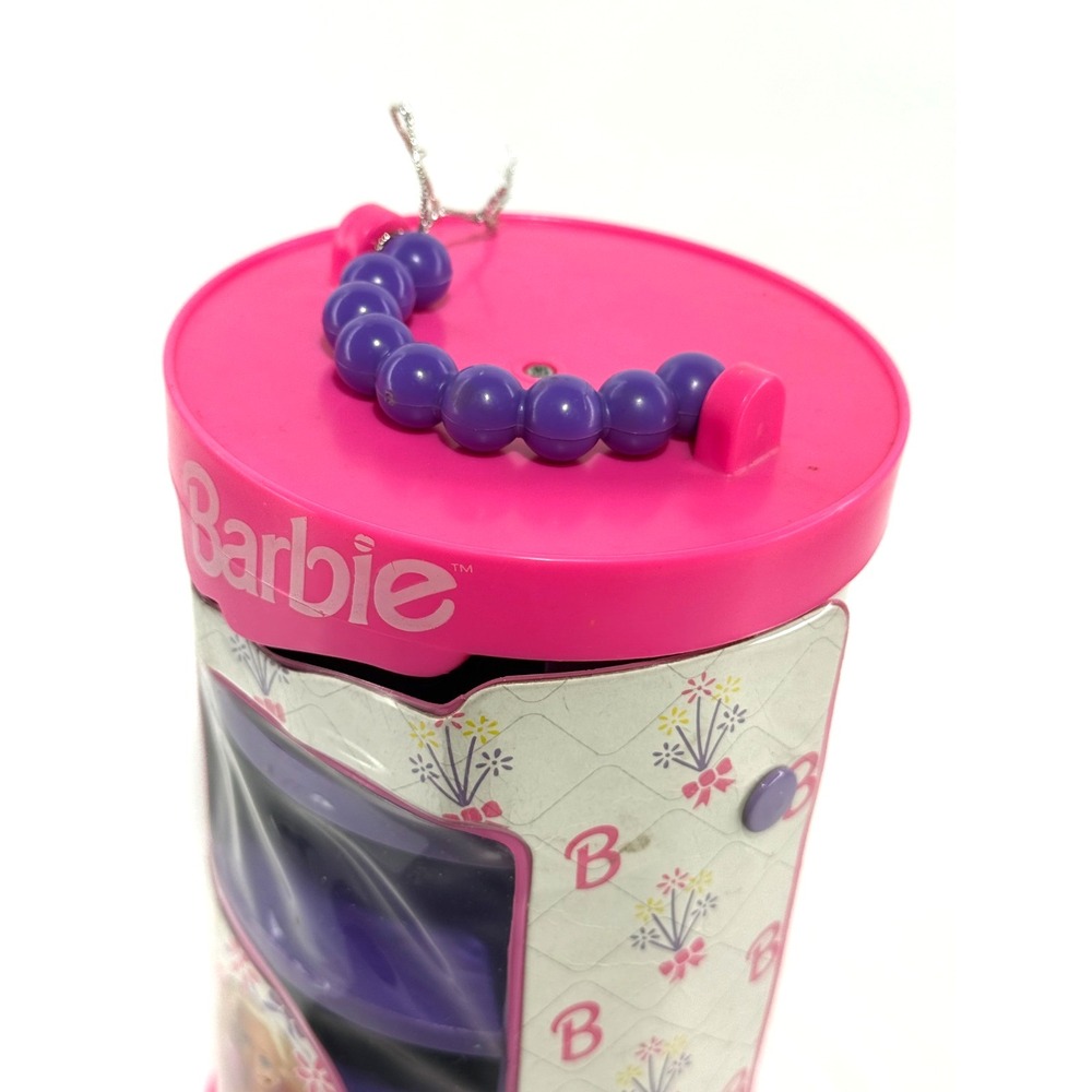 Barbie Round Accessory Case,  Mattel,  White Pink Purple Drawers Shelves 1994 - Picture 4 of 5